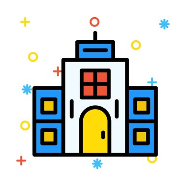 Otel, kutsal kişilerin resmi, vektör çizim Binası 