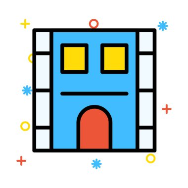 Otel, kutsal kişilerin resmi, vektör çizim Binası 