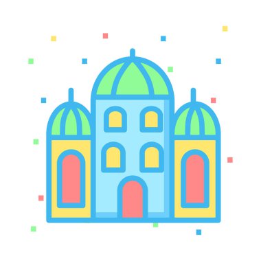 Otel, kutsal kişilerin resmi, vektör çizim Binası 