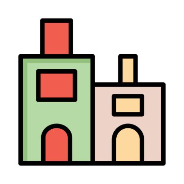 ev cephe motel vektör çizim 