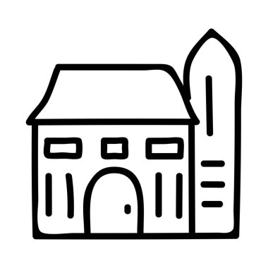 Ev, kutsal kişilerin resmi, vektör çizim inşa   