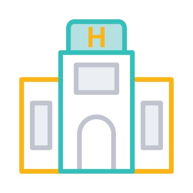 Klinik, hastane Binası kutsal kişilerin resmi, vektör çizim 