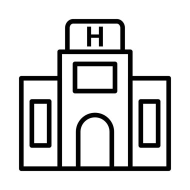 Klinik, hastane Binası kutsal kişilerin resmi, vektör çizim 