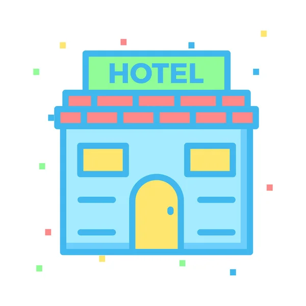 Hotel Icono Del Edificio Ilustración Vectorial — Vector de stock