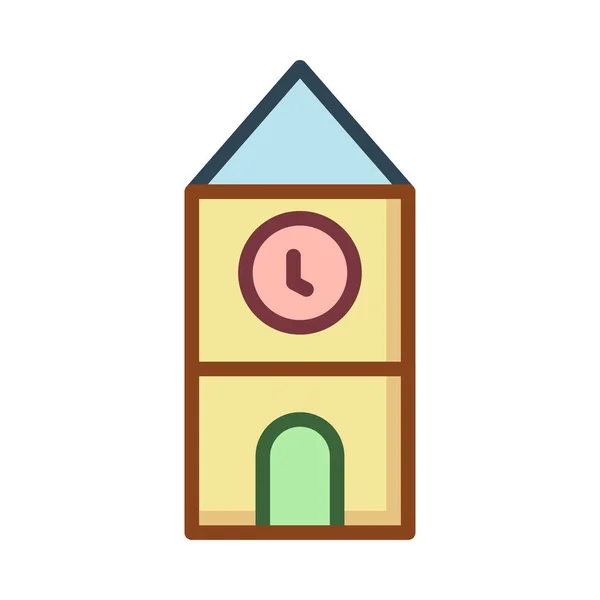 Uhr Tower Building Plaza Vektor Illustration — Stockvektor