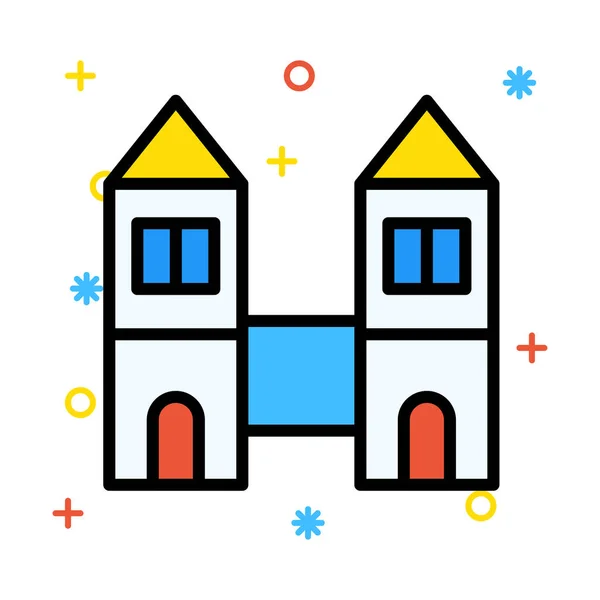 Векторная Иллюстрация Здания Площади Плаза — стоковый вектор
