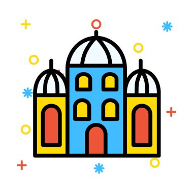 Otel, kutsal kişilerin resmi, vektör çizim Binası 