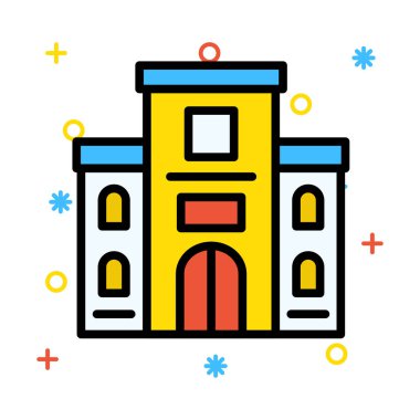 Otel, kutsal kişilerin resmi, vektör çizim Binası 