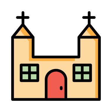 Kilise, bina simgesi. Vektör çizim 
