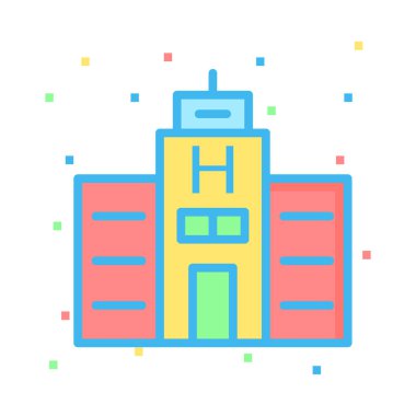 Otel, kutsal kişilerin resmi, vektör çizim Binası 