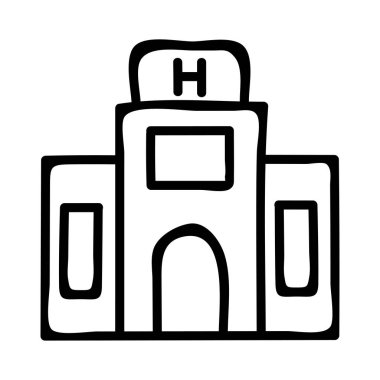 Klinik, hastane Binası kutsal kişilerin resmi, vektör çizim 