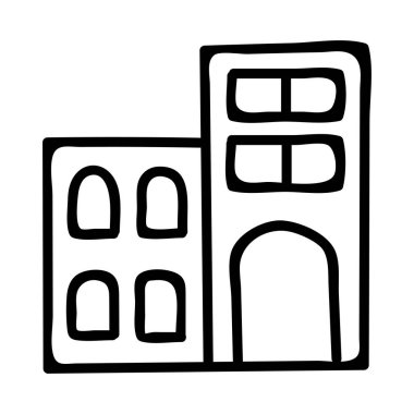 Otel, kutsal kişilerin resmi, vektör çizim Binası 