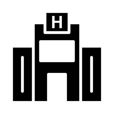 Klinik, hastane Binası kutsal kişilerin resmi, vektör çizim 