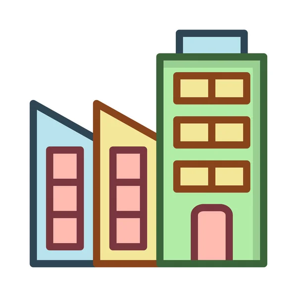 Gebäude Wohnung Büro Vektor Illustration — Stockvektor