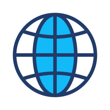 küresel Internet tarayıcı düz simgesi beyaz arka plan, vektör, illüstrasyon izole 