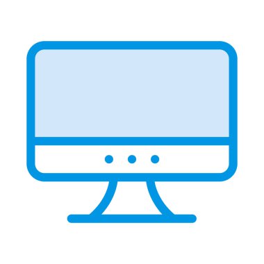 bilgisayar monitörü düz simgesi beyaz arka plan, vektör, illüstrasyon izole