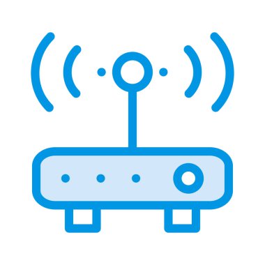 modem yönlendirici sinyali düz simgesi beyaz arka plan, vektör, illüstrasyon izole