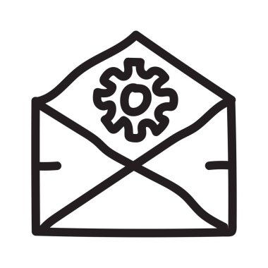 Mesaj simgesiyle beyaz arka plan, vektör, illüstrasyon izole ayarı vites düz  