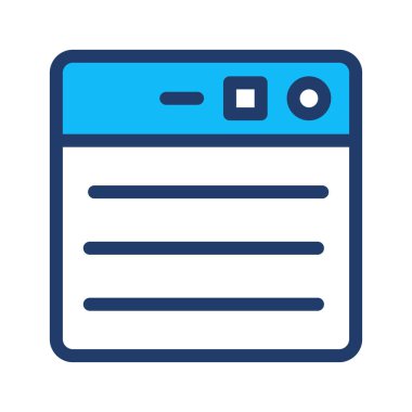 tarayıcı web sayfası düz simgesi beyaz arka plan, vektör, illüstrasyon izole