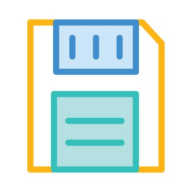 disket düz simgesi beyaz arka plan, vektör, illüstrasyon izole  