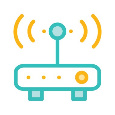 modem yönlendirici sinyali düz simgesi beyaz arka plan, vektör, illüstrasyon izole