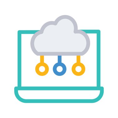 Ağ düz simgesi beyaz arka plan, vektör, illüstrasyon izole bulut