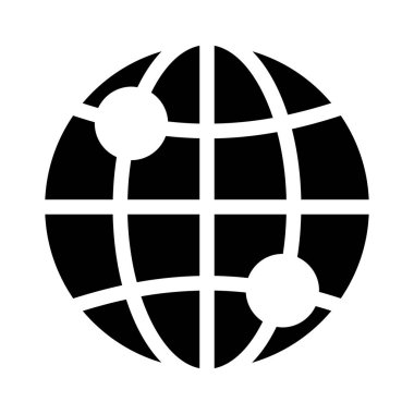 Dünya ağ bağlantısı düz simgesi beyaz arka plan, vektör, illüstrasyon izole 