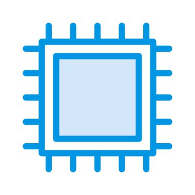 Cpu işlemci çip düz simgesi beyaz arka plan, vektör, illüstrasyon izole 