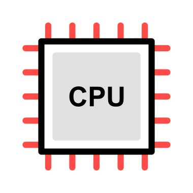 CPU işlemci çip vektör çizim 