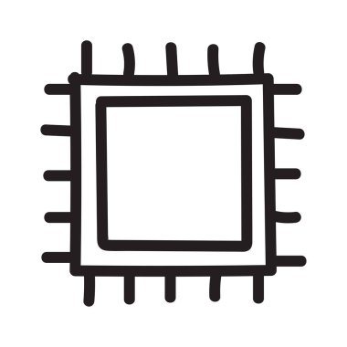 Cpu işlemci çip düz simgesi beyaz arka plan, vektör, illüstrasyon izole 