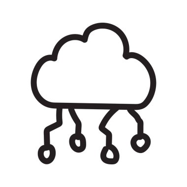 Ağ düz simgesi beyaz arka plan, vektör, illüstrasyon izole bulut