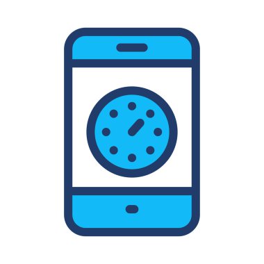 smartphone ekran düz simgesi beyaz arka plan, vektör, illüstrasyon izole Tarih Saat