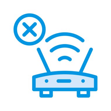 Wi-fi router ile iptal sinyali düz simgesi beyaz arka plan, vektör, illüstrasyon izole 