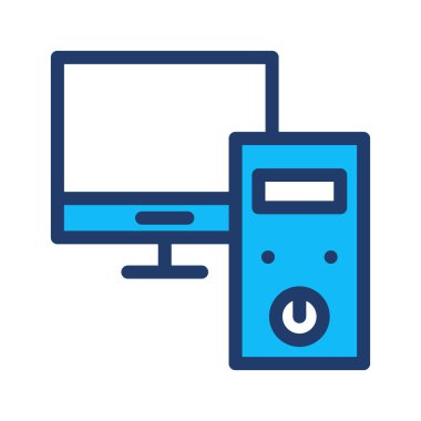 bilgisayar Pc sınıf başkanı düz simgesi beyaz arka plan, vektör, illüstrasyon izole 