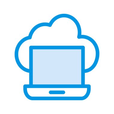 Beyaz arka plan, vektör, illüstrasyon izole bulut düz simgesi ile dizüstü bilgisayar 