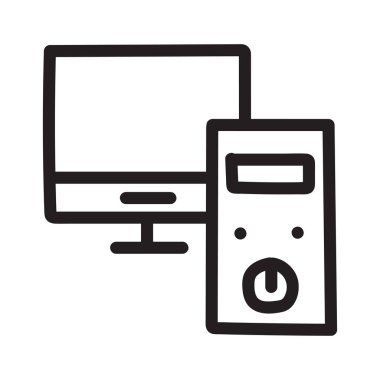 bilgisayar Pc sınıf başkanı düz simgesi beyaz arka plan, vektör, illüstrasyon izole 