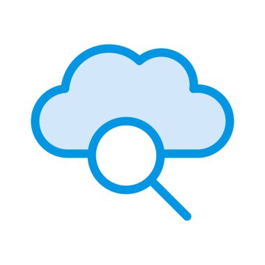 Beyaz arka plan, vektör, illüstrasyon izole bulut düz simgesi olan büyüteç 