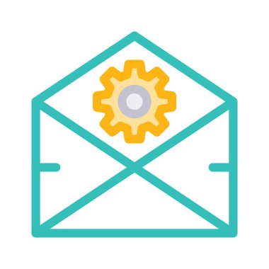 Mesaj simgesiyle beyaz arka plan, vektör, illüstrasyon izole ayarı vites düz  