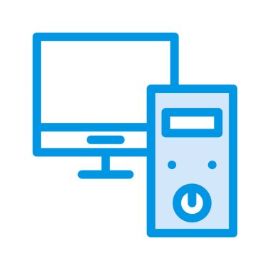 bilgisayar Pc sınıf başkanı düz simgesi beyaz arka plan, vektör, illüstrasyon izole 