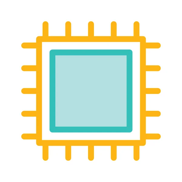 Icono Plano Del Chip Del Procesador Cpu Aislado Fondo Blanco — Archivo Imágenes Vectoriales