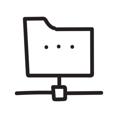 Ağ klasör paylaşımı düz simgesi beyaz arka plan, vektör, illüstrasyon izole  