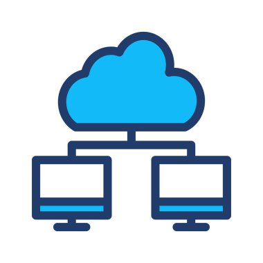 Ağ bulut bağlantı düz simgesi beyaz arka plan, vektör, illüstrasyon izole