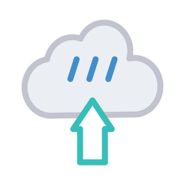 Beyaz arka plan, vektör, illüstrasyon izole bulut sunucu düz simgesi üzerinde yükleme 