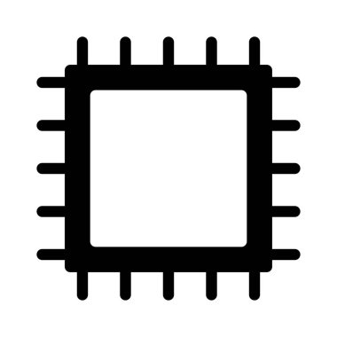 Cpu işlemci çip düz simgesi beyaz arka plan, vektör, illüstrasyon izole 