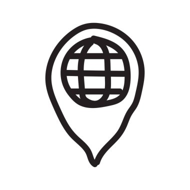 online konum PIN düz simgesi beyaz arka plan, vektör, illüstrasyon izole