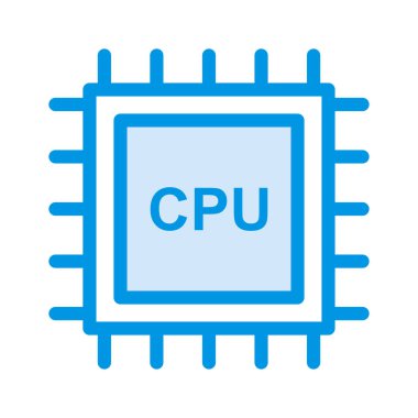 Cpu işlemci çip düz simgesi beyaz arka plan, vektör, illüstrasyon izole 