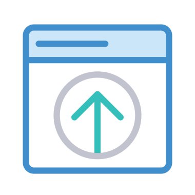 web sayfası düz simgesi beyaz arka plan, vektör, illüstrasyon izole ok düğmesini yükleme 