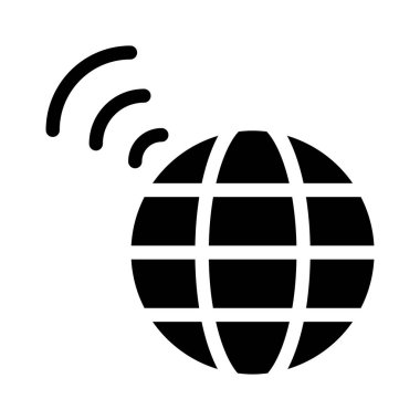 Dünya ağ bağlantısı düz simgesi beyaz arka plan, vektör, illüstrasyon izole 