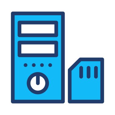 SD kartı işlemci düz simgesi beyaz arka plan, vektör, illüstrasyon izole