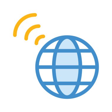 Dünya ağ bağlantısı düz simgesi beyaz arka plan, vektör, illüstrasyon izole 